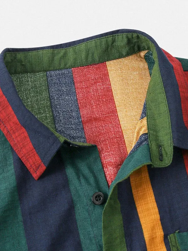 Men's Rainbow Stripe Print Set