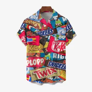 Men's Snack Print Casual Short Sleeve Shirt 2311000405
