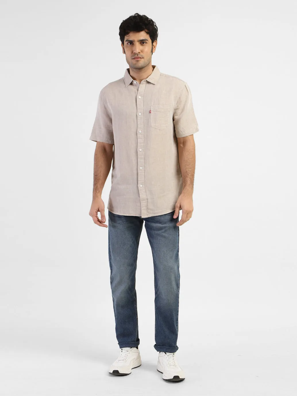 Men's Solid Regular Fit Linen Shirt