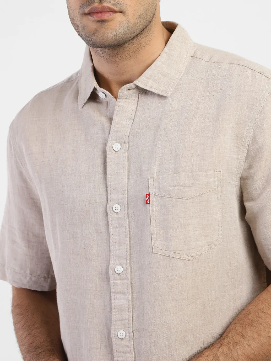 Men's Solid Regular Fit Linen Shirt