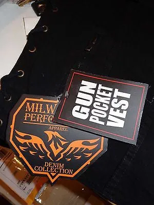 MEN'S SON OF ANARCHY BLK DENIM MOTORCYCLE VEST 1 GUN POCKET INSIDE WITH S/LACES