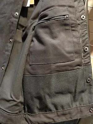 MEN'S SON OF ANARCHY BLK DENIM MOTORCYCLE VEST SHOULDER HOLSTER DESIGN