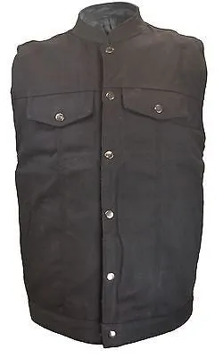 MEN'S SON OF ANARCHY BLK DENIM MOTORCYCLE VEST SHOULDER HOLSTER DESIGN