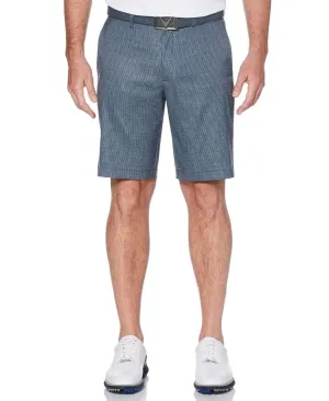 Mens Stretch Heather Houndstooth Print Short