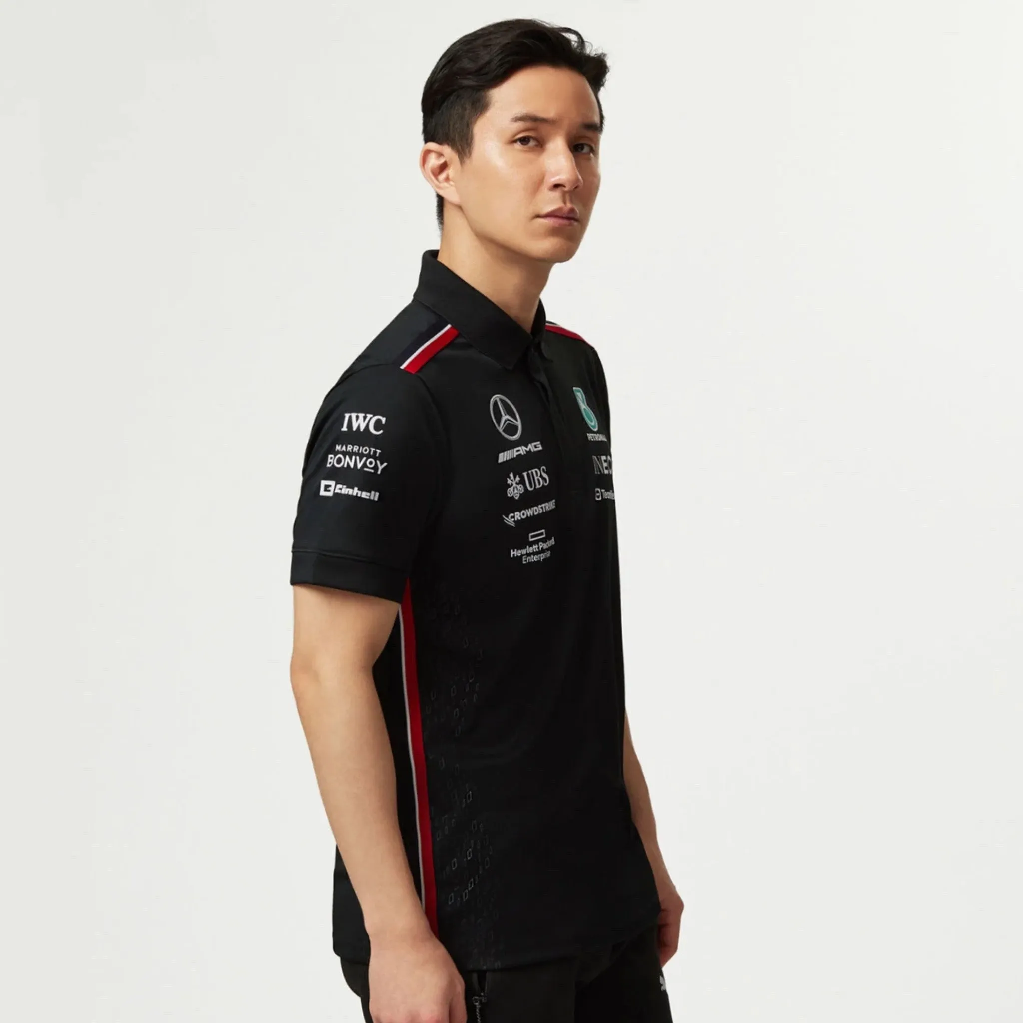 Mercedes AMG Petronas F1 Team Official Merchandise 2023 Team Driver Polo Shirt-Black