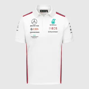 Mercedes AMG Petronas F1 Team Official Merchandise 2023 Team Driver Polo Shirt-White