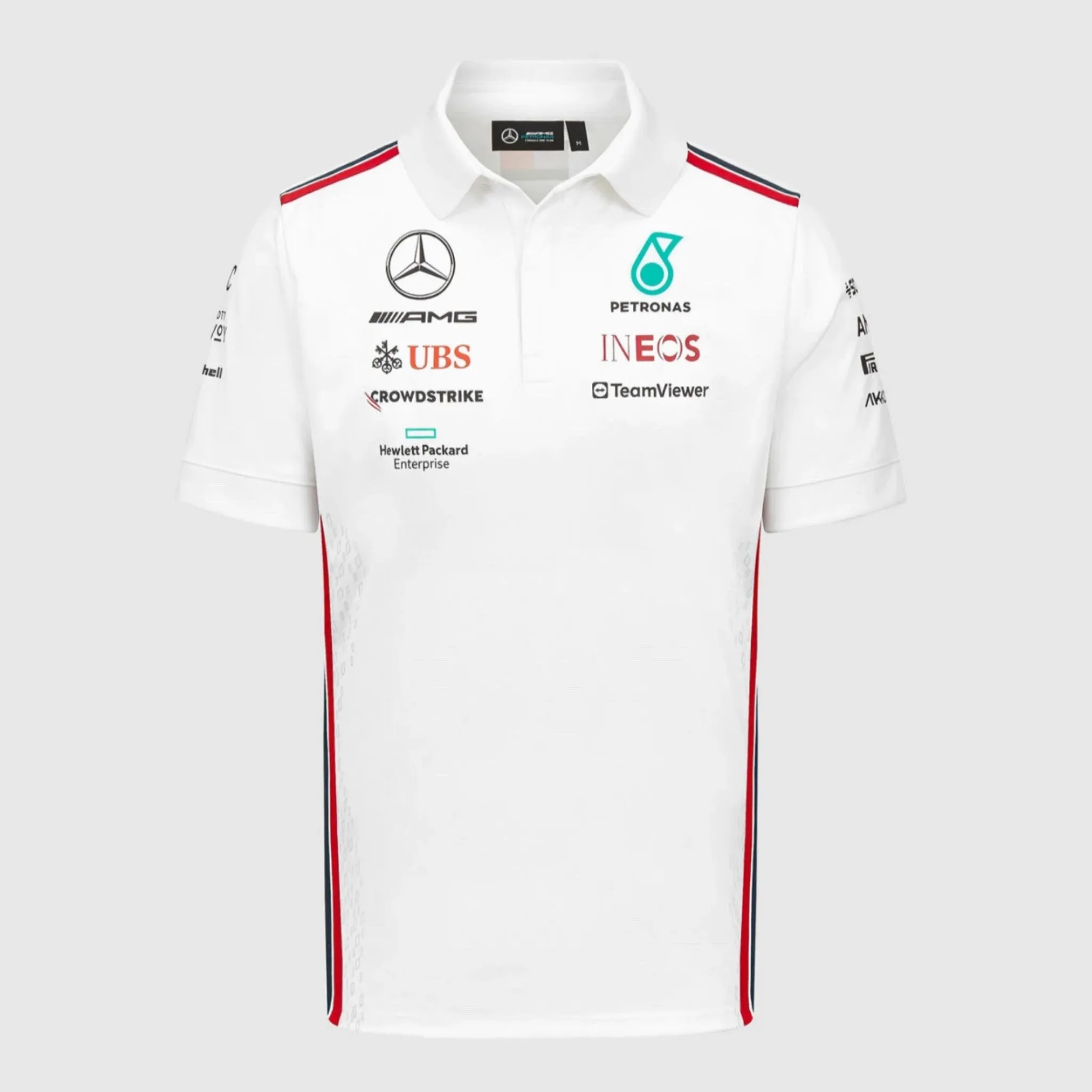 Mercedes AMG Petronas F1 Team Official Merchandise 2023 Team Driver Polo Shirt-White