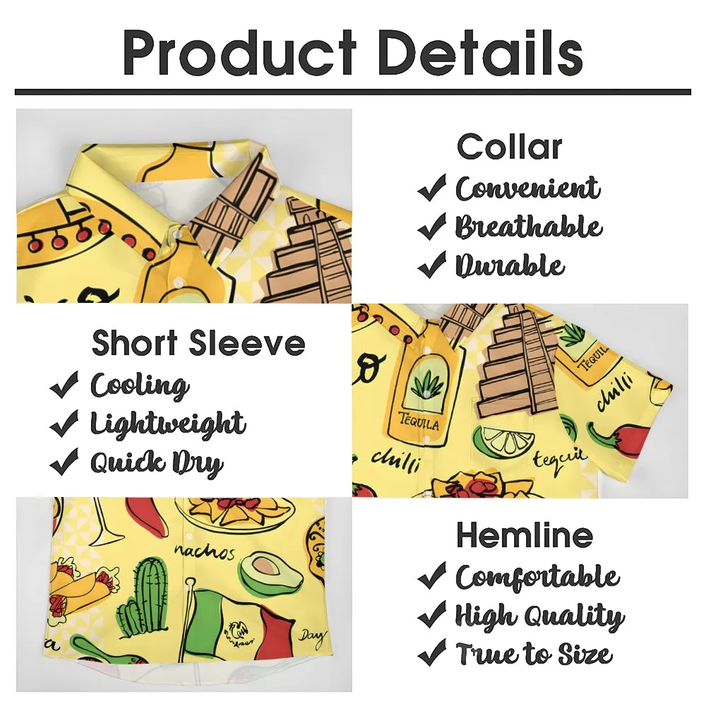 Mexican Tacos Chest Pocket Short Sleeve Hawaiian Shirt 2401000192