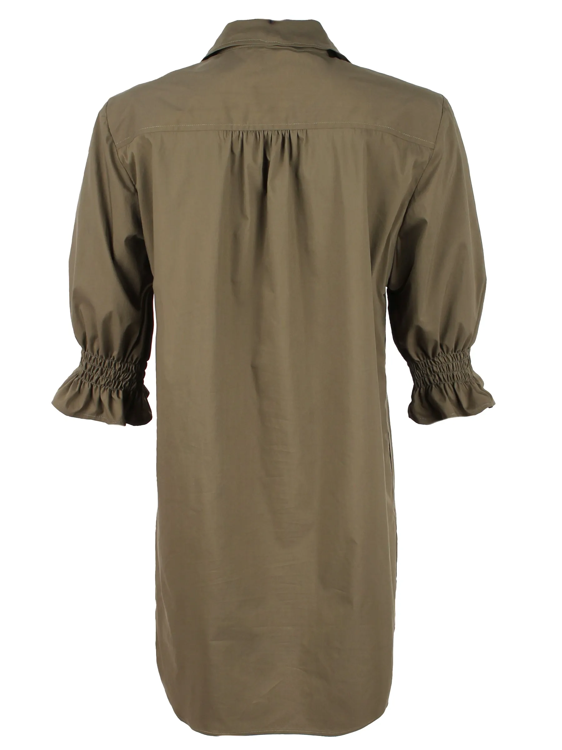 Miller Puff Sleeve Linen Shirt Dress Natural/Royal Batik