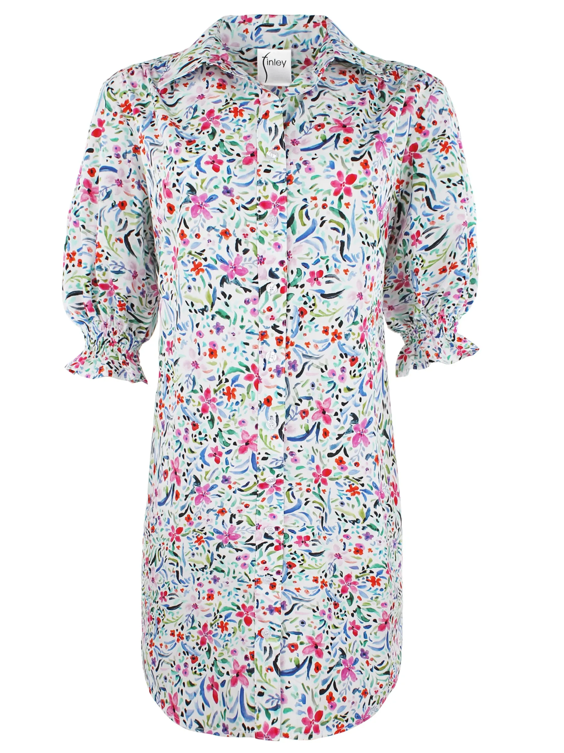 Miller Puff Sleeve Linen Shirt Dress Whimsy Floral Print