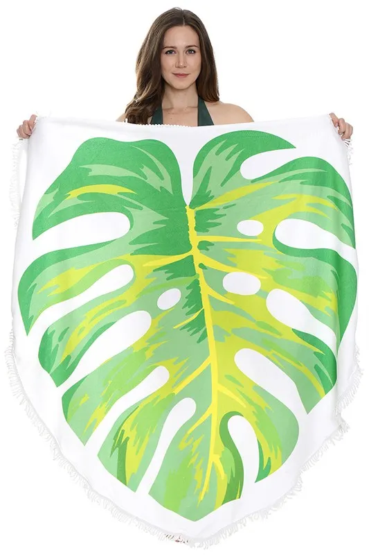 Monstera Leap Shape Beach Towel