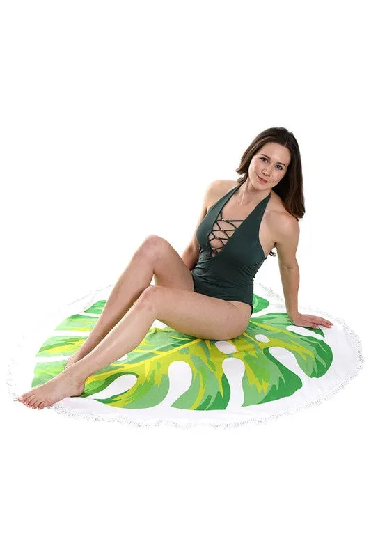 Monstera Leap Shape Beach Towel