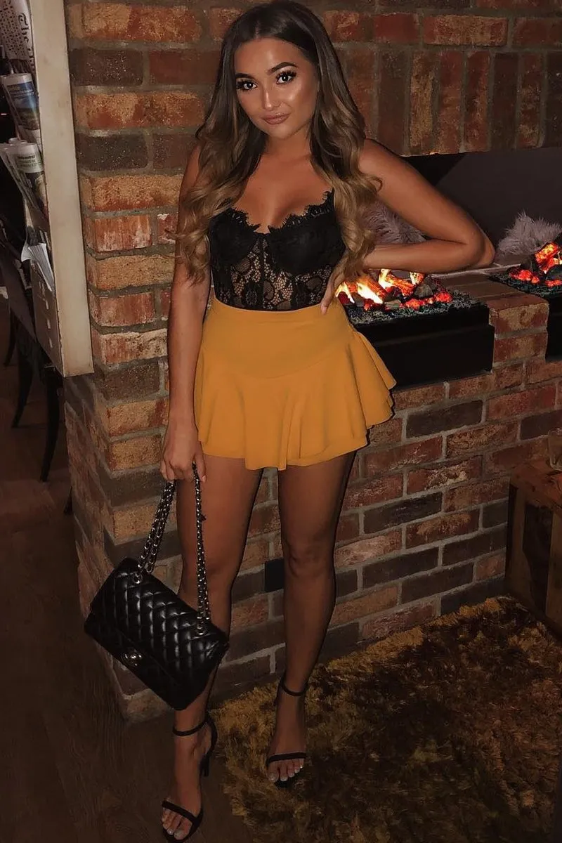 Mustard Frill High Waisted Shorts - Claudelle
