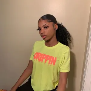 Neon Grapefruit Glitter Drippin (V3) | Neon Yellow Tee