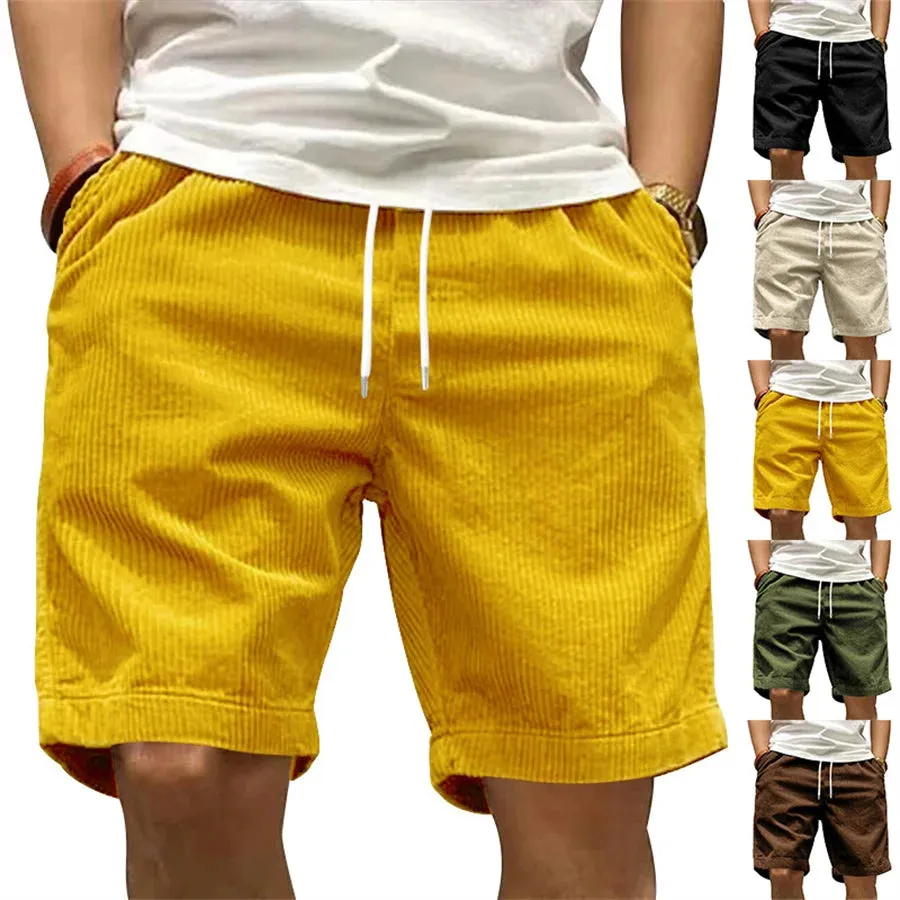 New 2025 Men Casual Corduroy Beach Shorts