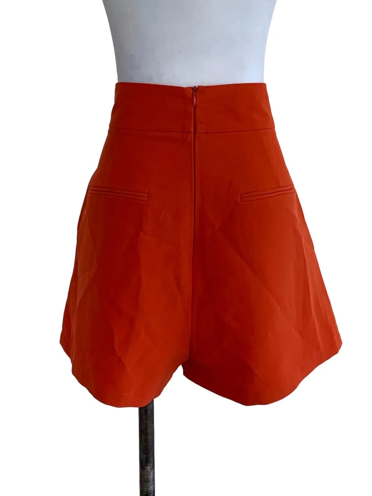 Orange Plain High-Waisted Short