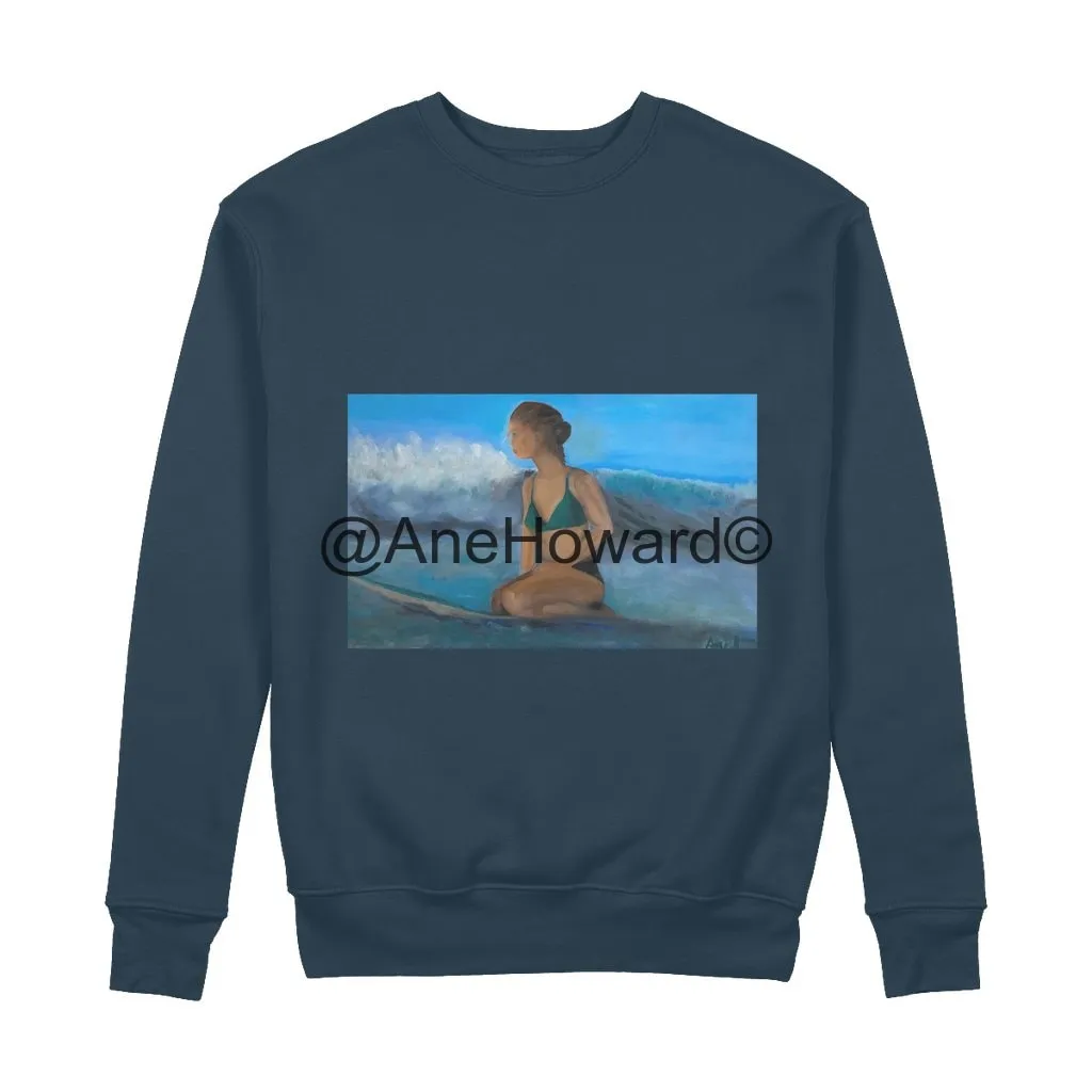 Organic Cotton Sweatshirt Surfer Waiting for the next Wave