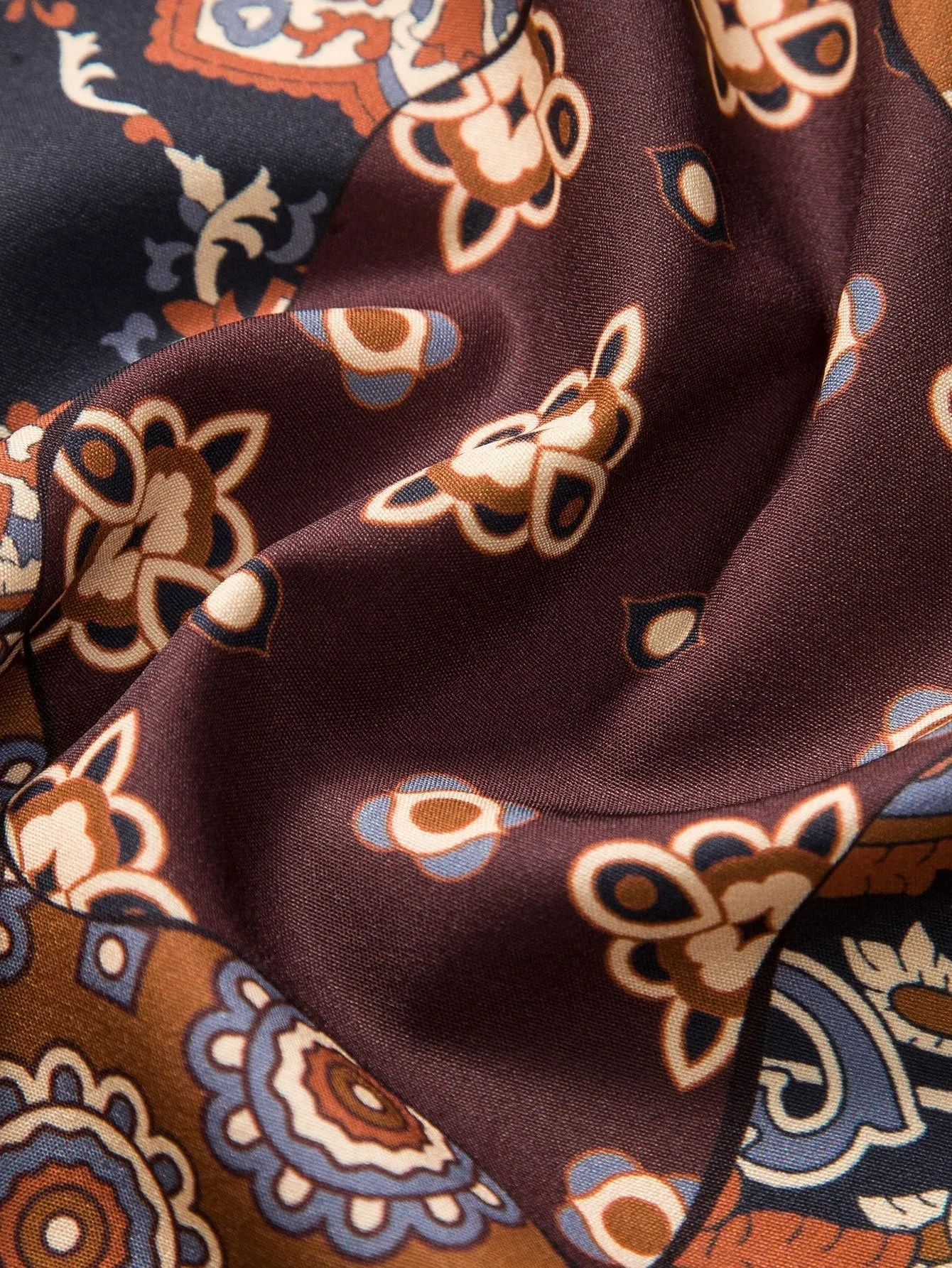 Oseas® | Paisley Patchwork Print Button Up Shirt & Corduroy Shorts