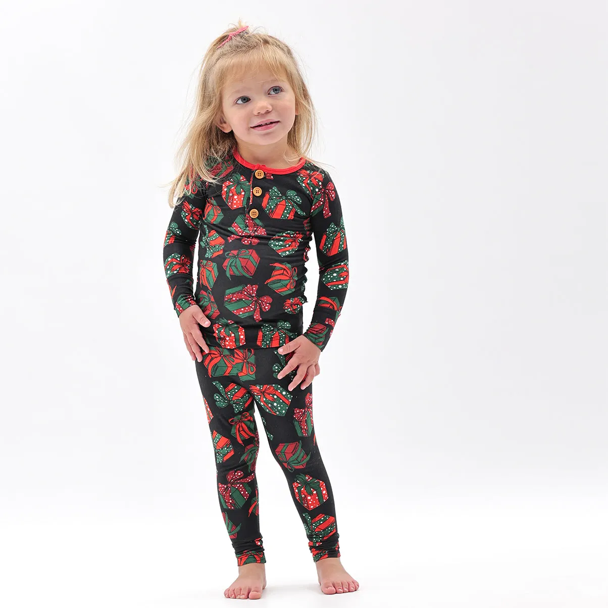 Payton's Presents Long Sleeve Henley Pajama Set