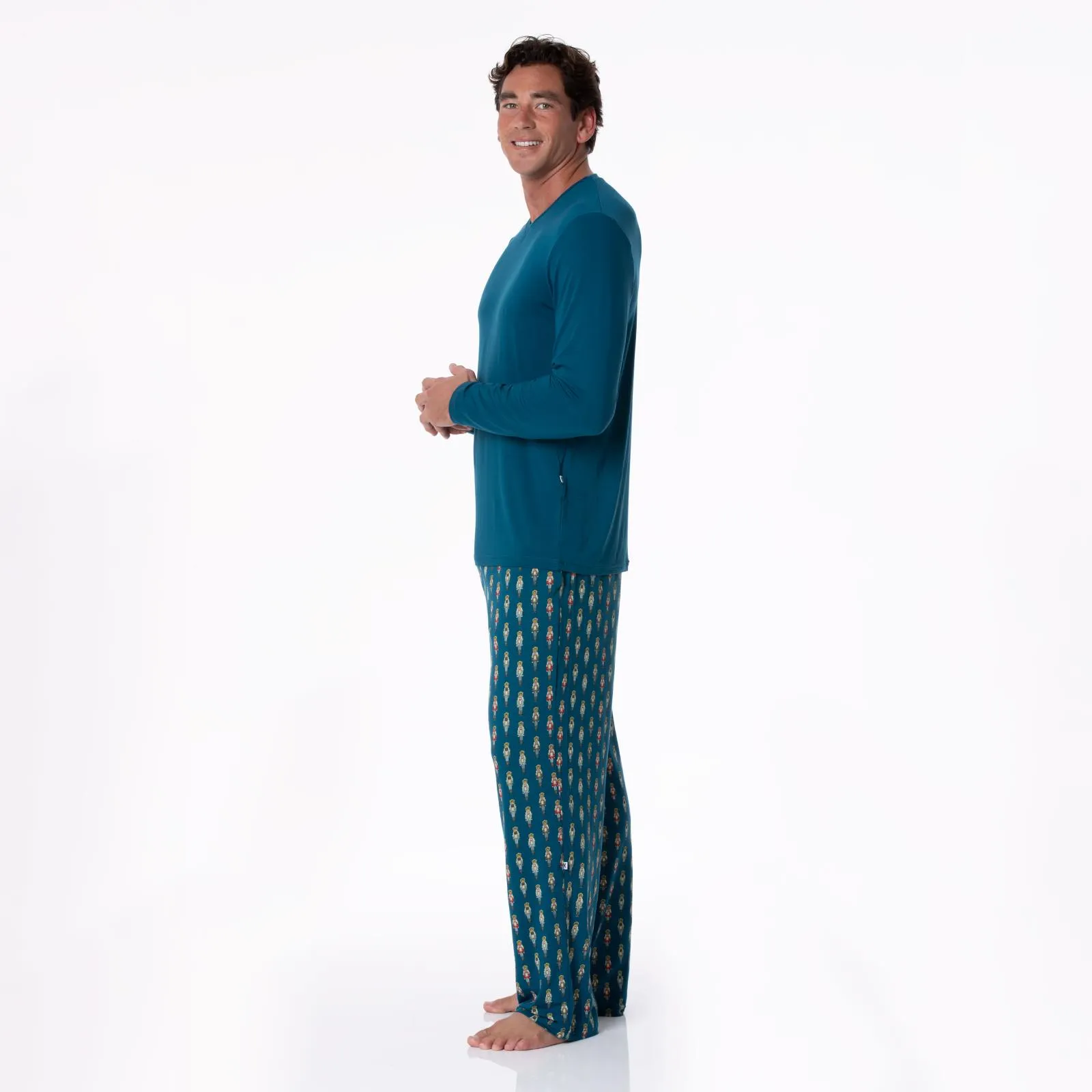 Peacock Nutcrackers Men's Print Pajama Pants Kickee Pants  - Holiday