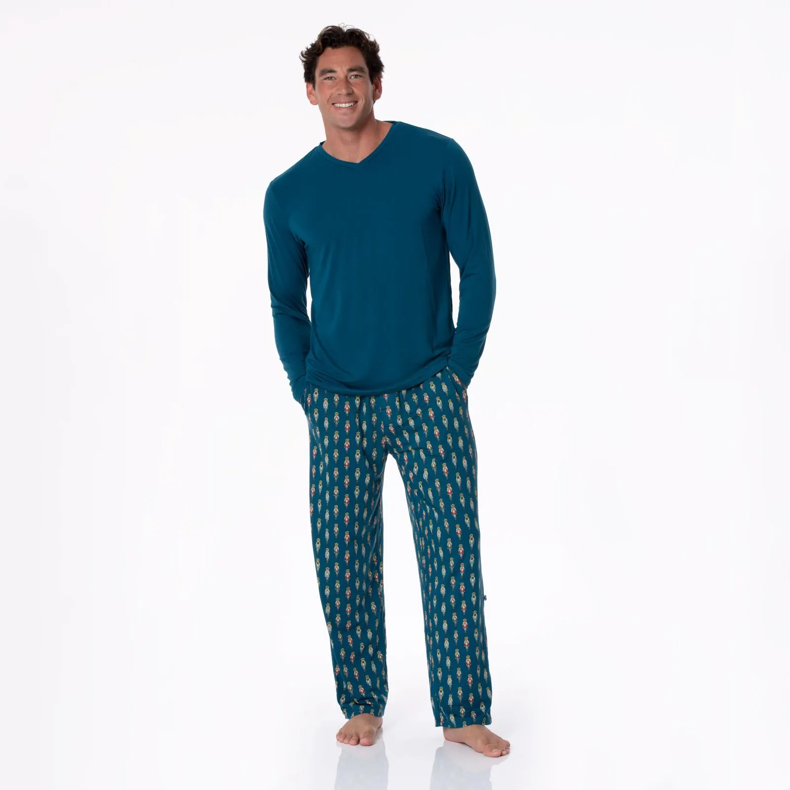 Peacock Nutcrackers Men's Print Pajama Pants Kickee Pants  - Holiday