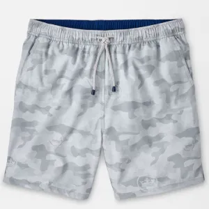Peter Millar Mens Classic Fit 'LOGO CAMO' Swim Trunk - GALE GREY