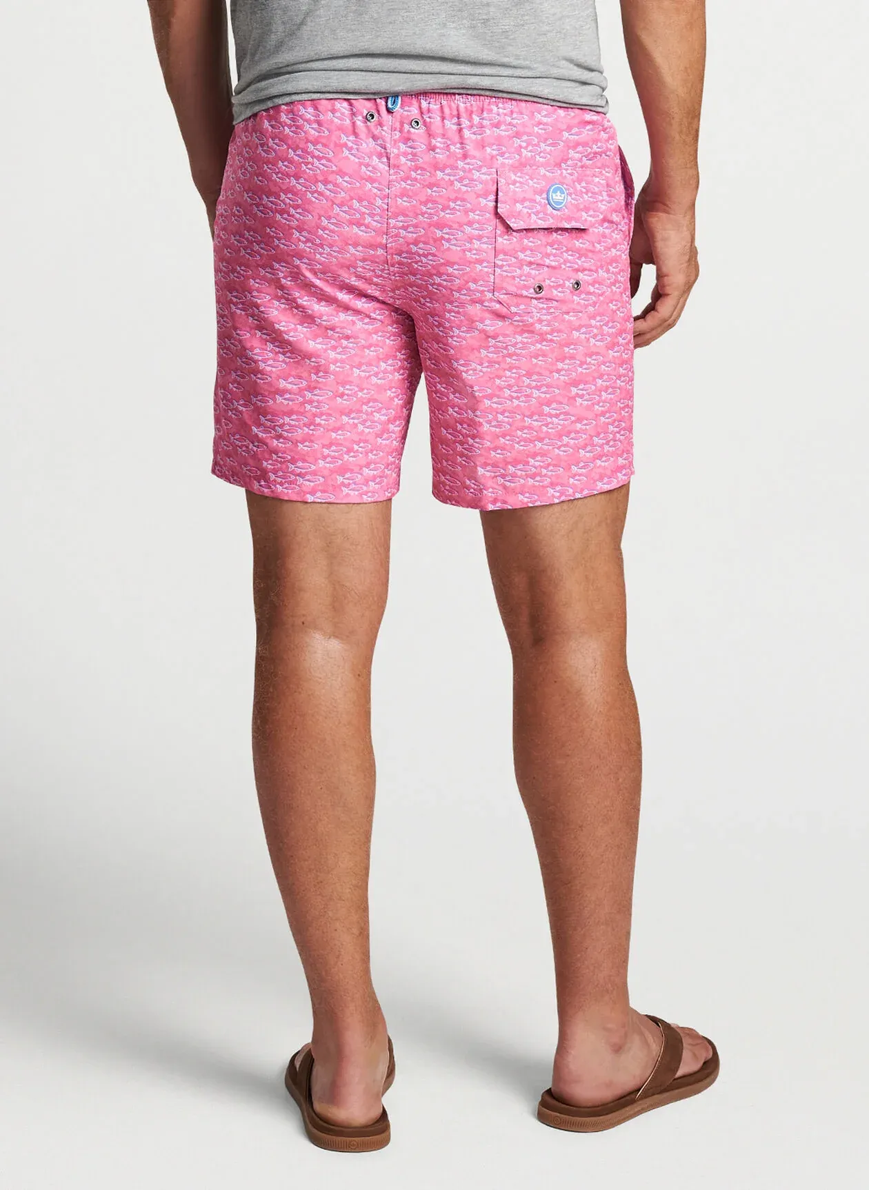 Peter Millar Mens Classic Fit 'SCHOOL OF FISH' Swim Trunk - PINK RUBY