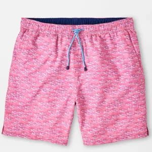 Peter Millar Mens Classic Fit 'SCHOOL OF FISH' Swim Trunk - PINK RUBY