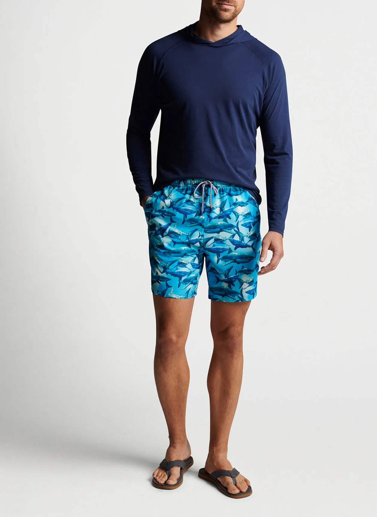 Peter Millar Mens Classic Fit 'SHARKS' Swim Trunk - RADIANT BLUE