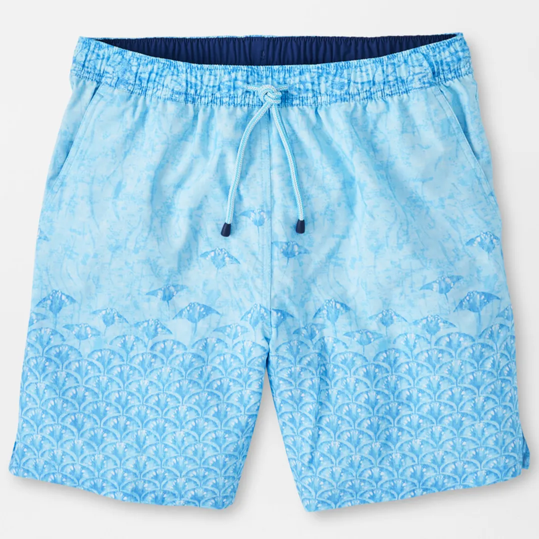 Peter Millar Mens Classic Fit 'STINGRAY SCATTER' Swim Trunk - BLUE