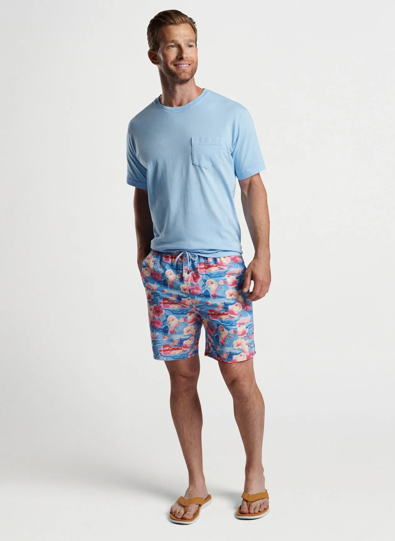 Peter Millar Mens Classic Fit 'TEQUILA SUNRISE' Swim Trunk - INFINITY