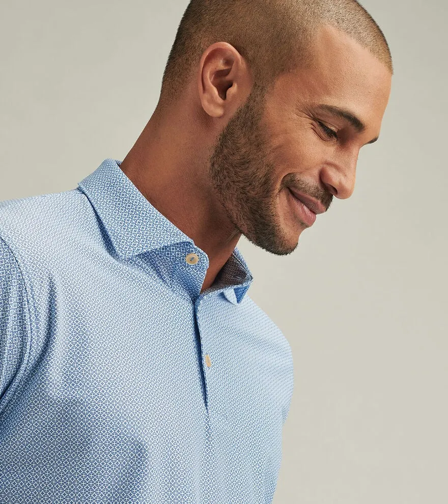 Peter Millar Men's Costa Geo Performance Mesh Polo Shirt - Sailor Blue