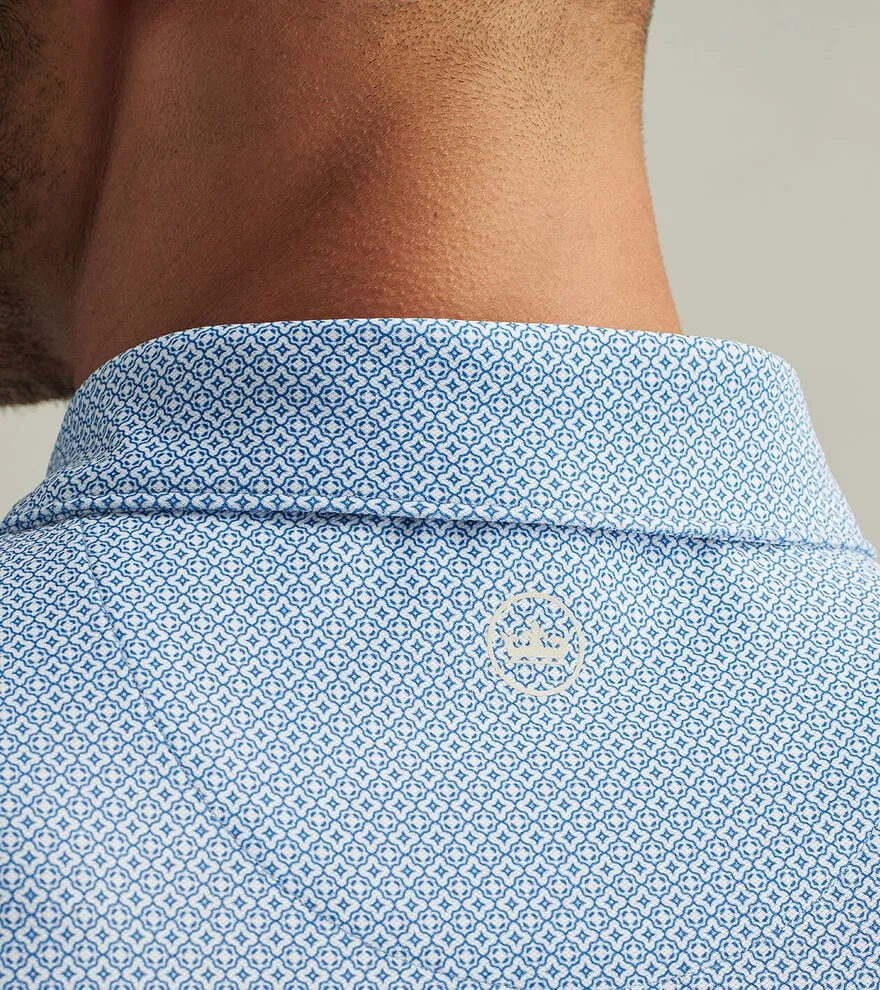 Peter Millar Men's Costa Geo Performance Mesh Polo Shirt - Sailor Blue