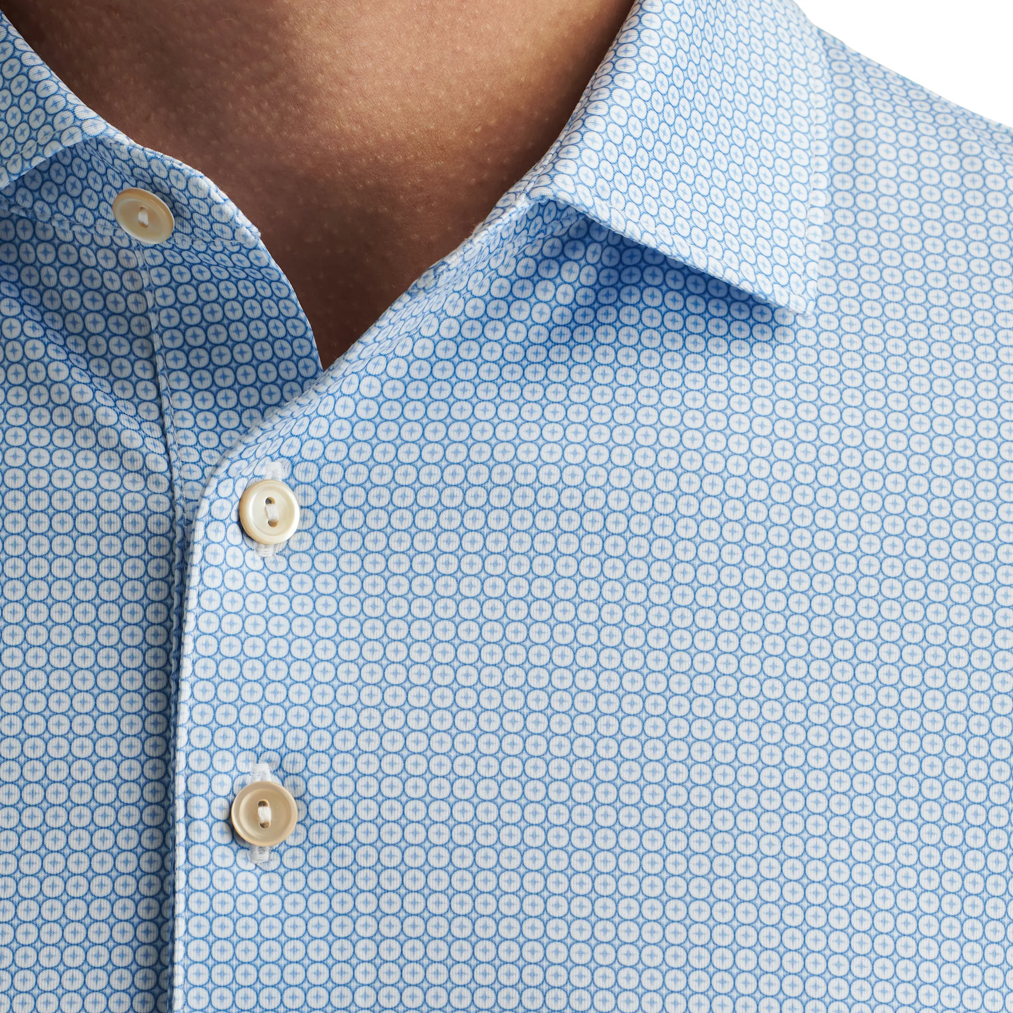 Peter Millar Men's Orbit Performance Jersey Polo Shirt - White/Sailor Blue