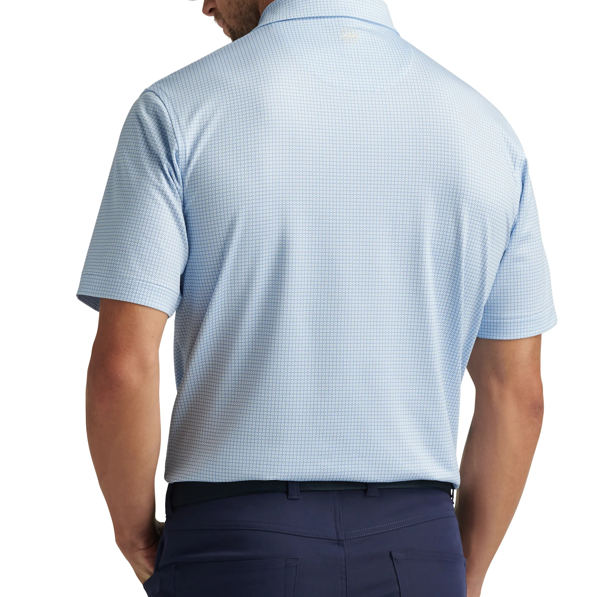 Peter Millar Men's Orbit Performance Jersey Polo Shirt - White/Sailor Blue