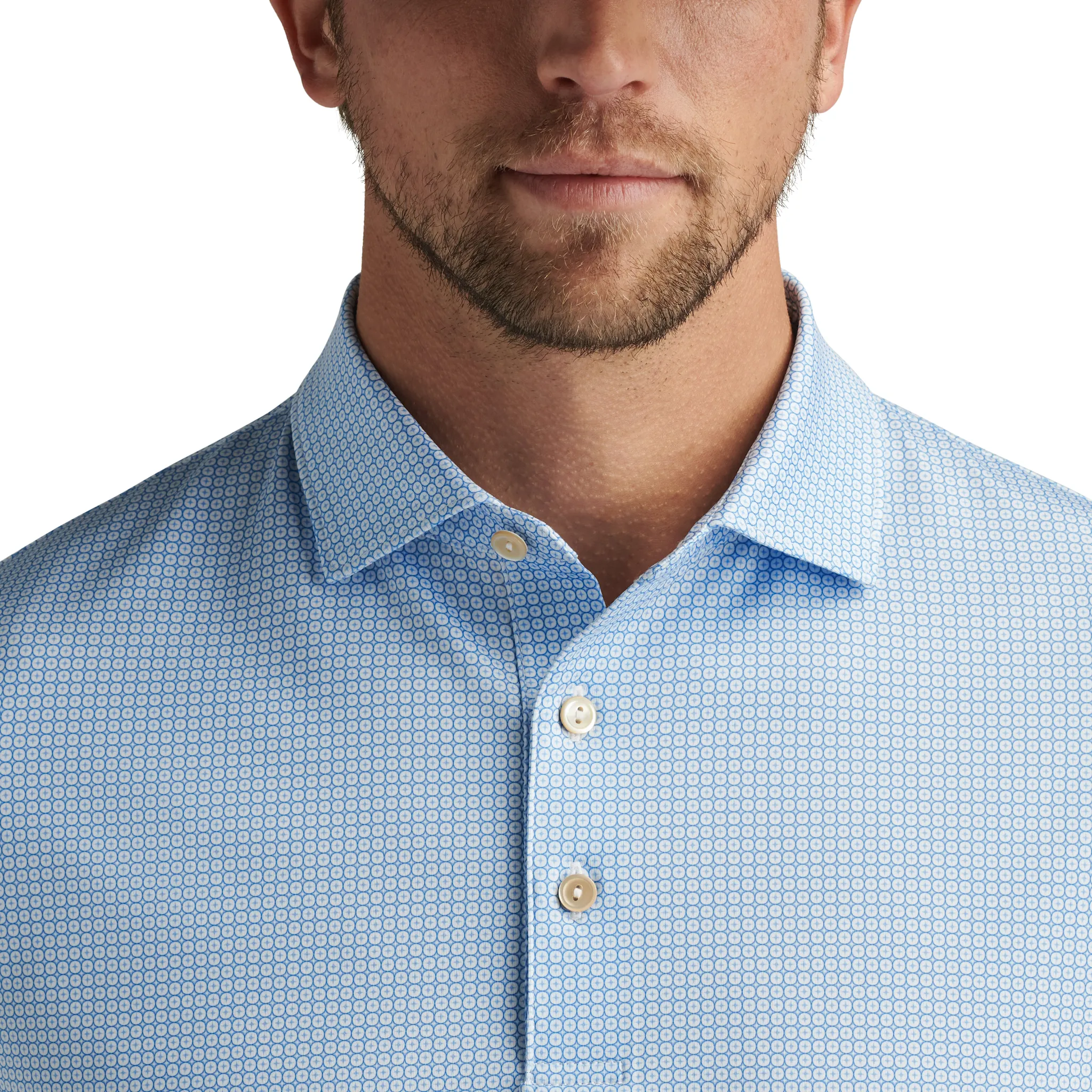 Peter Millar Men's Orbit Performance Jersey Polo Shirt - White/Sailor Blue
