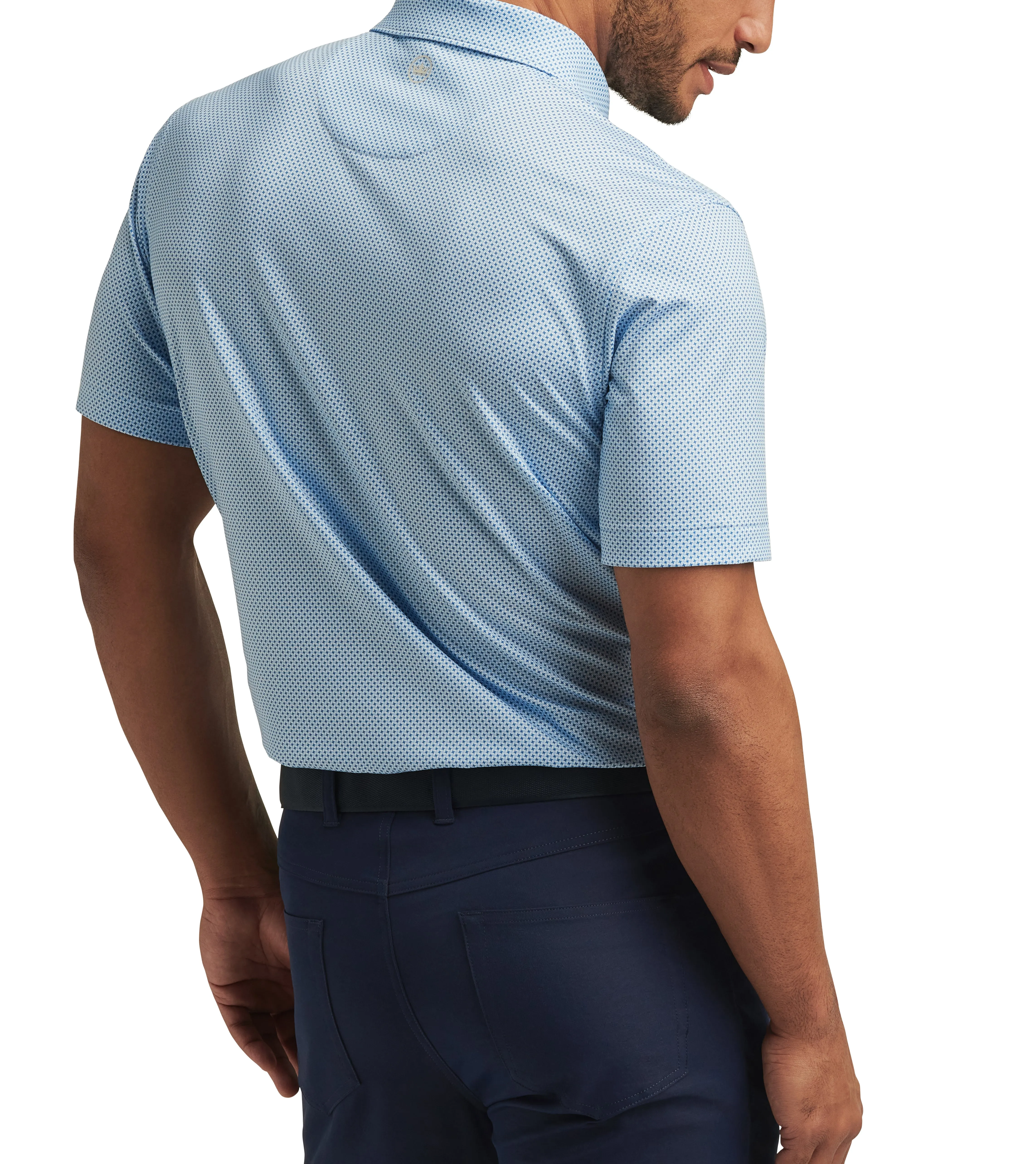 Peter Millar Men's Phoenix Performance Jersey Polo Shirt - White/Sailor Blue