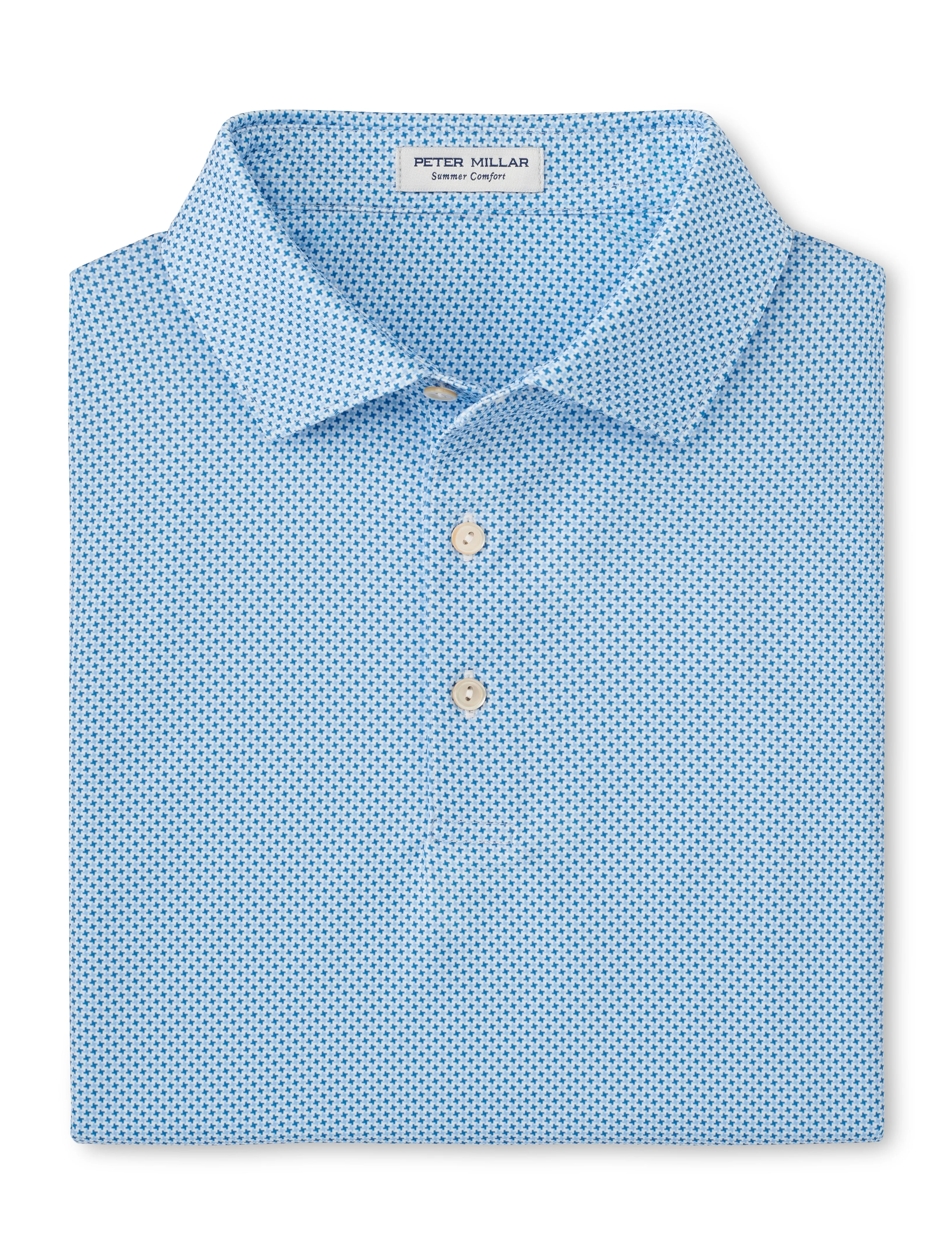Peter Millar Men's Phoenix Performance Jersey Polo Shirt - White/Sailor Blue