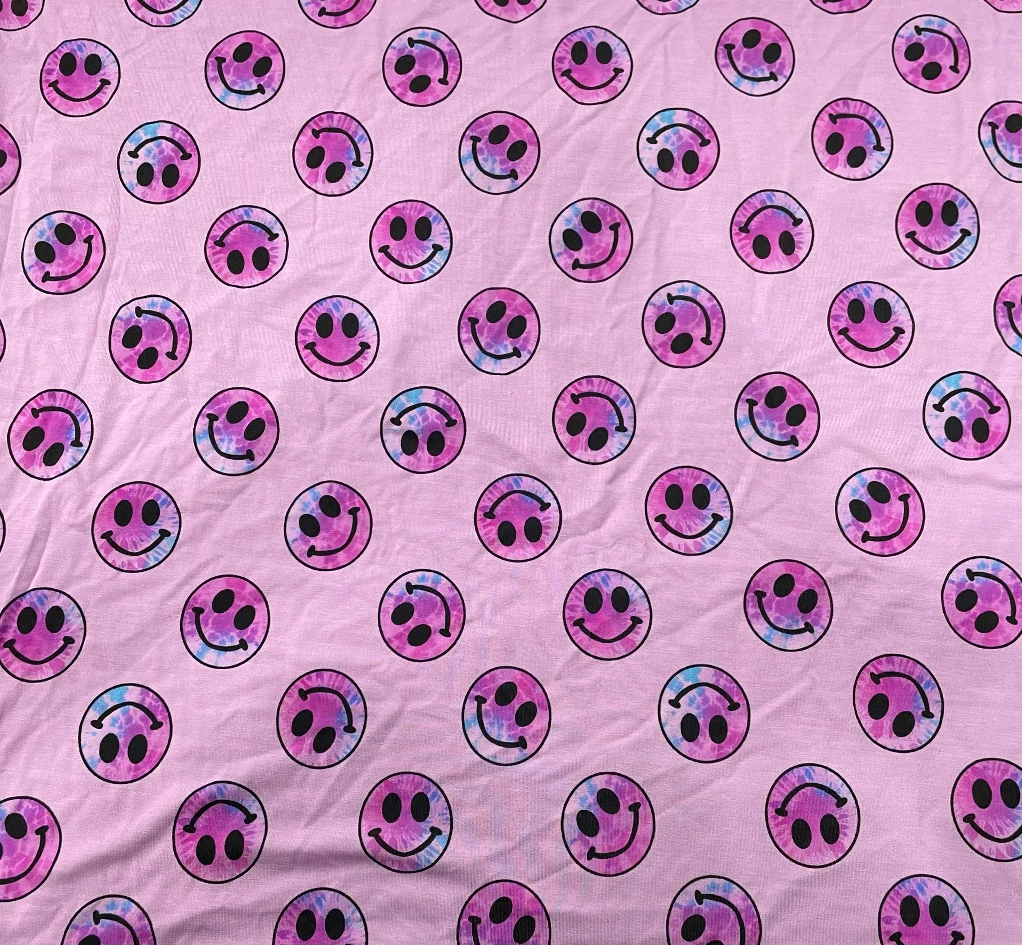 Pink Tie-Dye Smiley Two Piece Long Sleeve Pajama Set- FINAL SALE