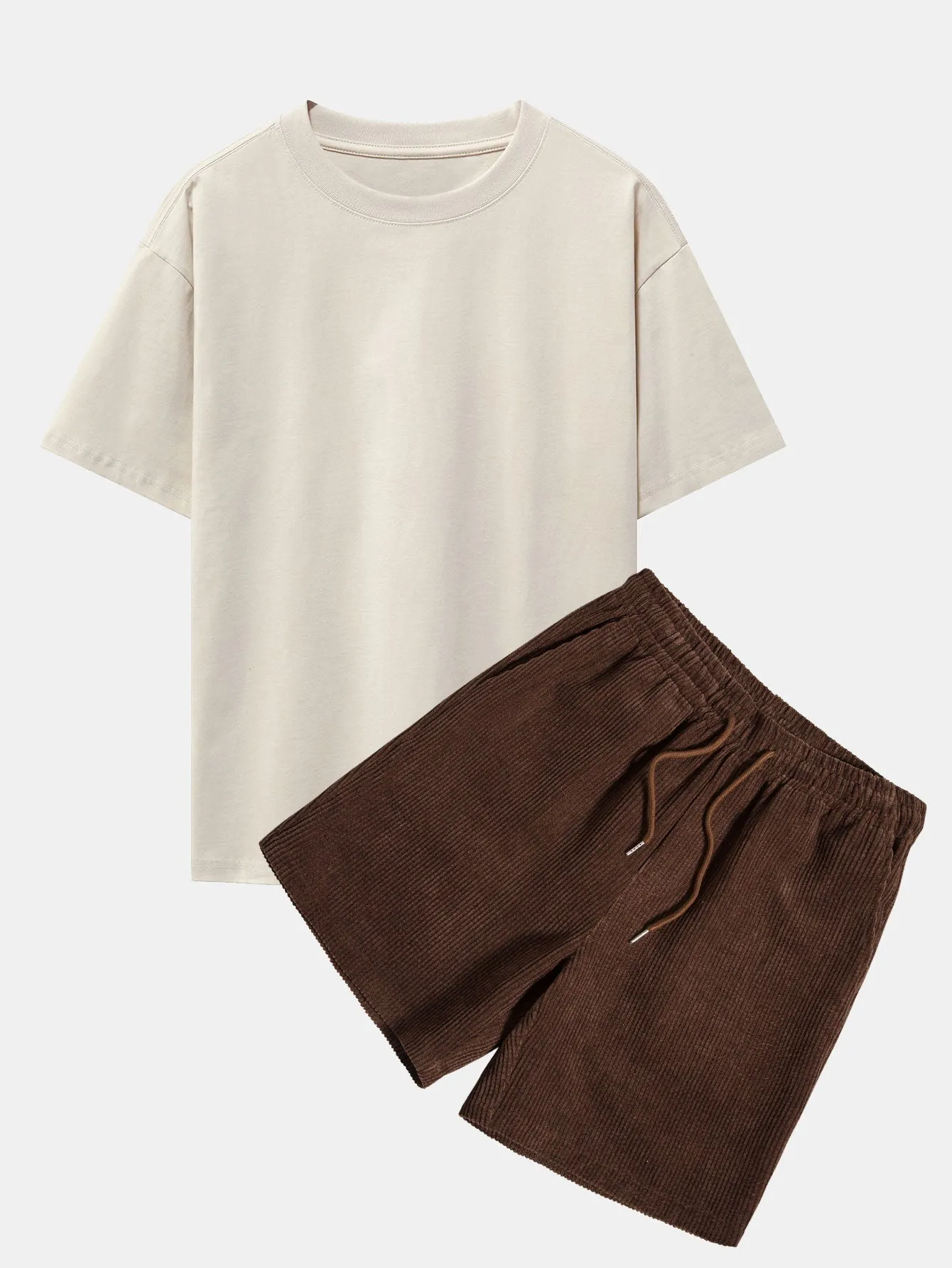 Platón® | Slogan Back Print Oversize T-Shirt & Corduroy Shorts