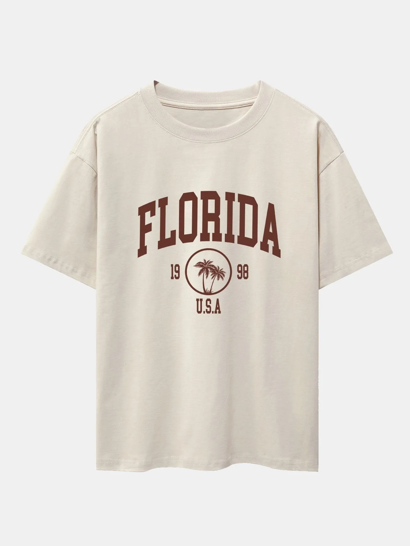 Policarpo® | Florida Palm Tree Print Heavy Weight Oversize T-Shirt & Corduroy Shorts