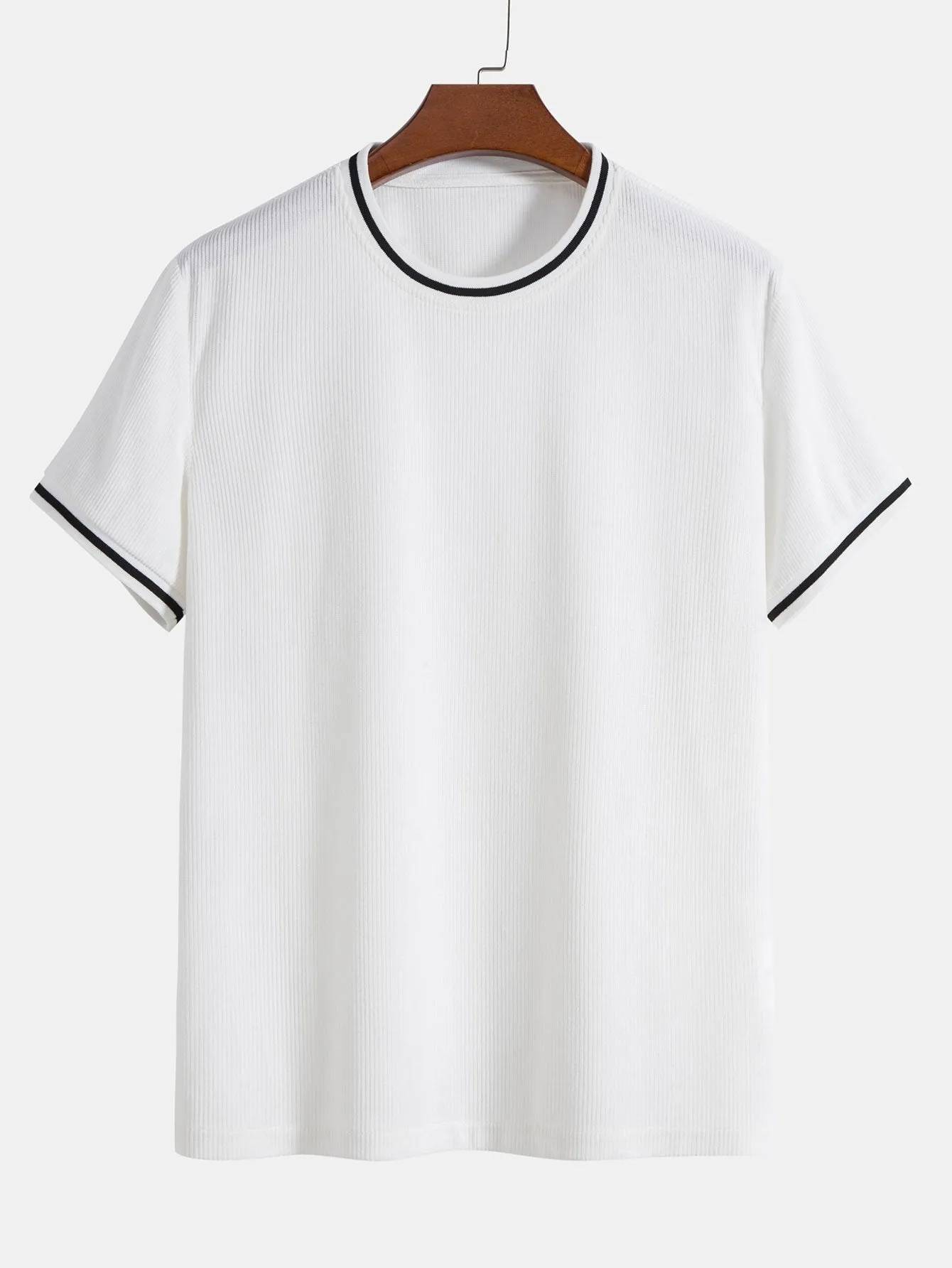 Pompeyo® | Short Sleeve Stretch Corduroy Ringer T-Shirt & Corduroy Shorts