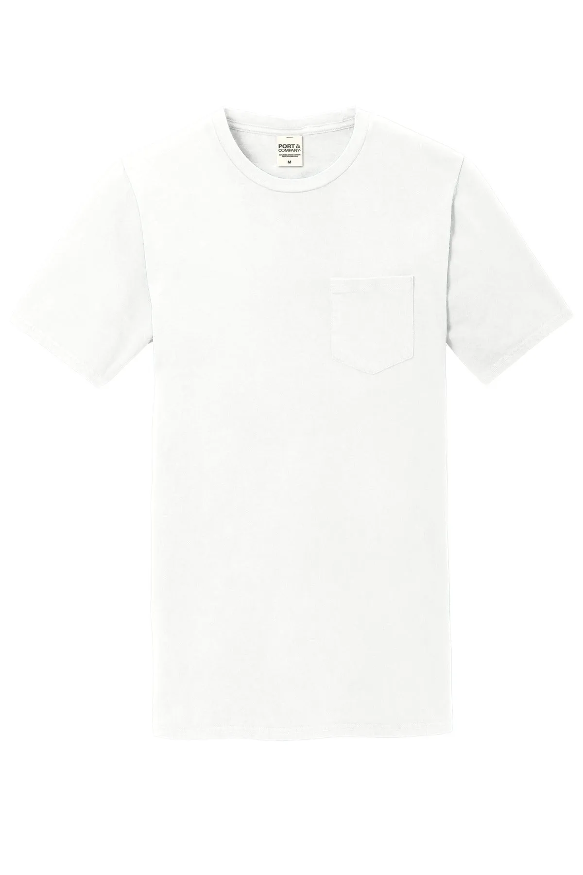 Port & Company Beach Wash Garment-Dyed Pocket Tee.  PC099P White