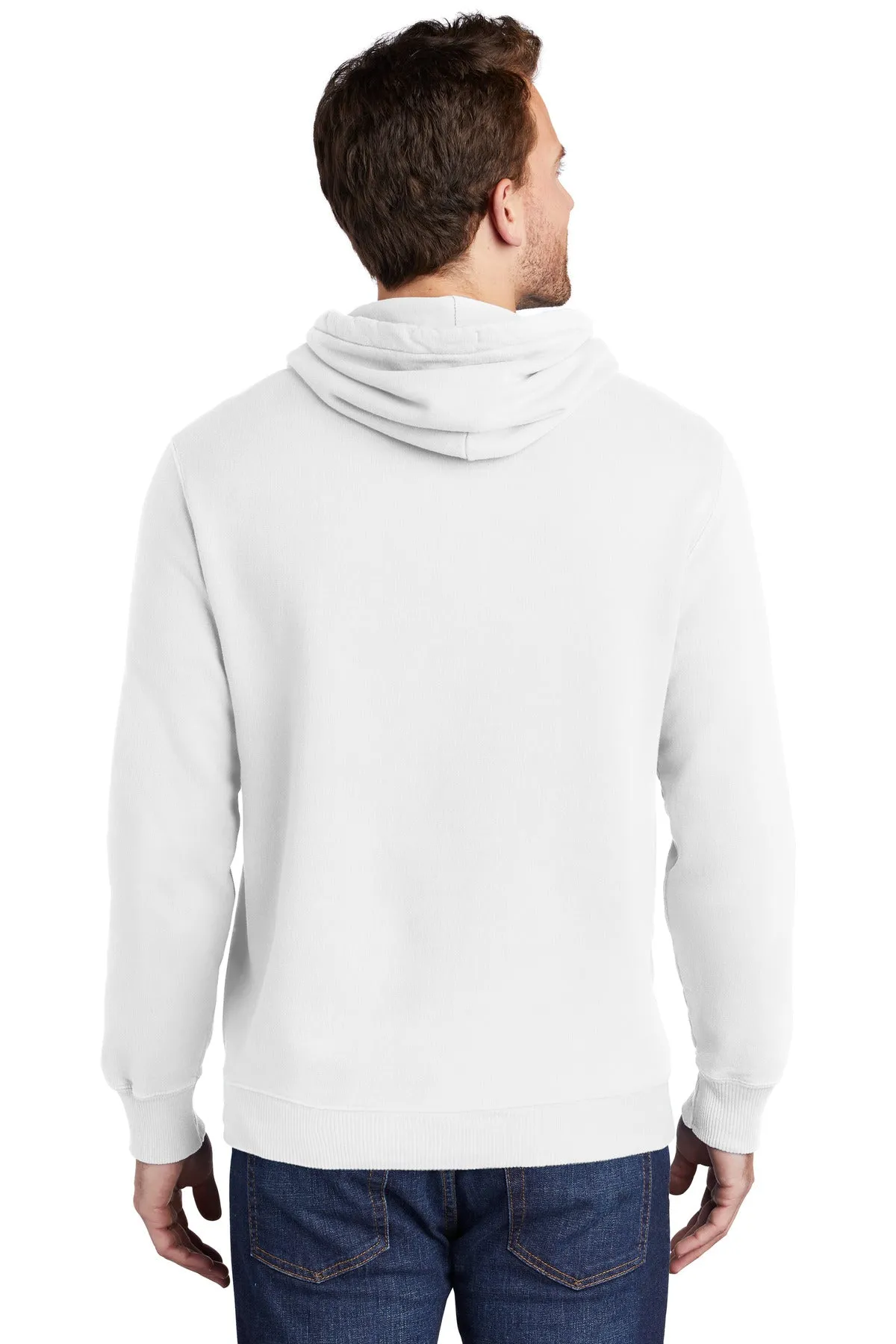 Port & Company Beach Wash Garment-Dyed Pullover Hooded Sweatshirt. PC098H White