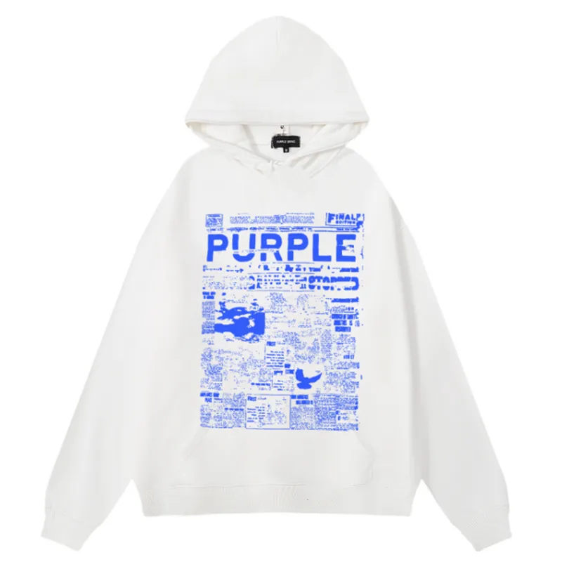 Purple Brand Logo Pattern Printed Hoodie