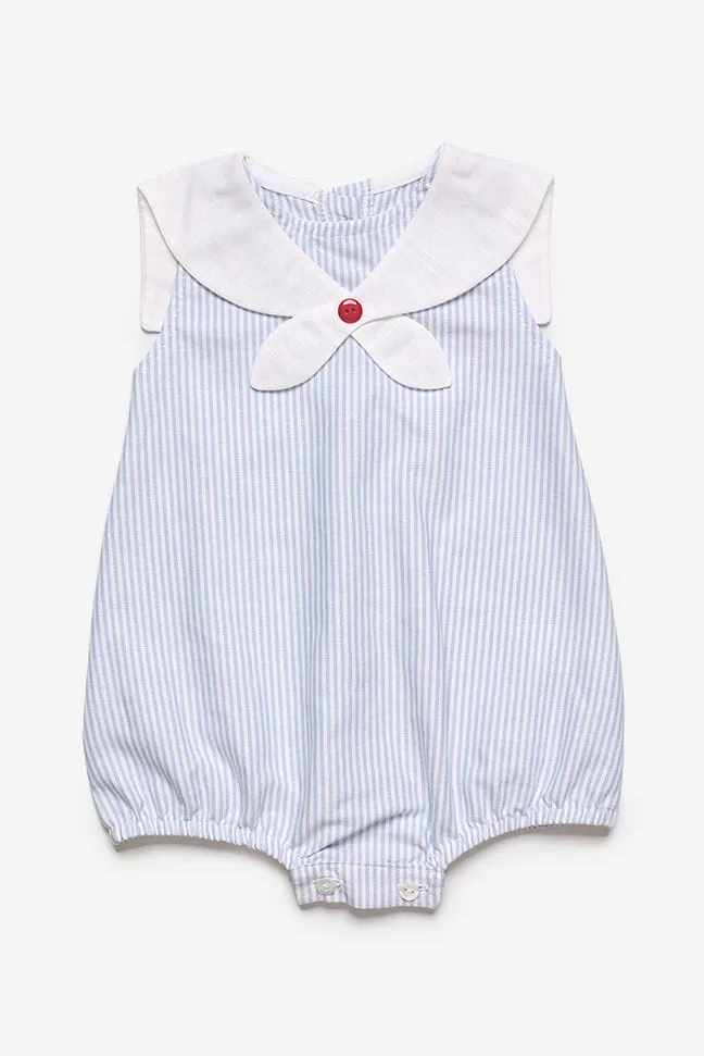 "Alvie" Blue Striped Sailor Romper