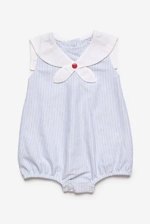 "Alvie" Blue Striped Sailor Romper