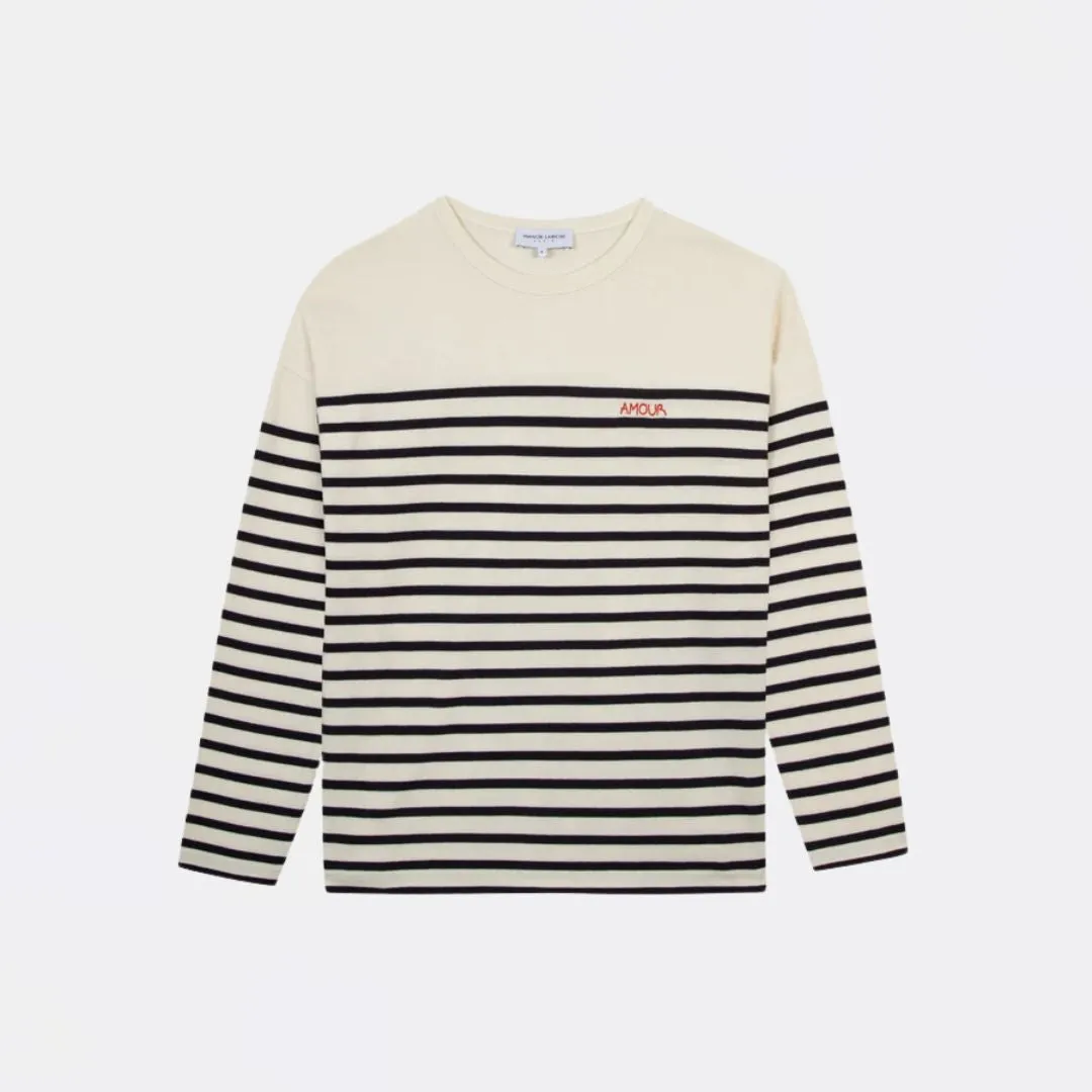 "Amour" Montpar Sailor Shirt (Ivory Dark Navy)