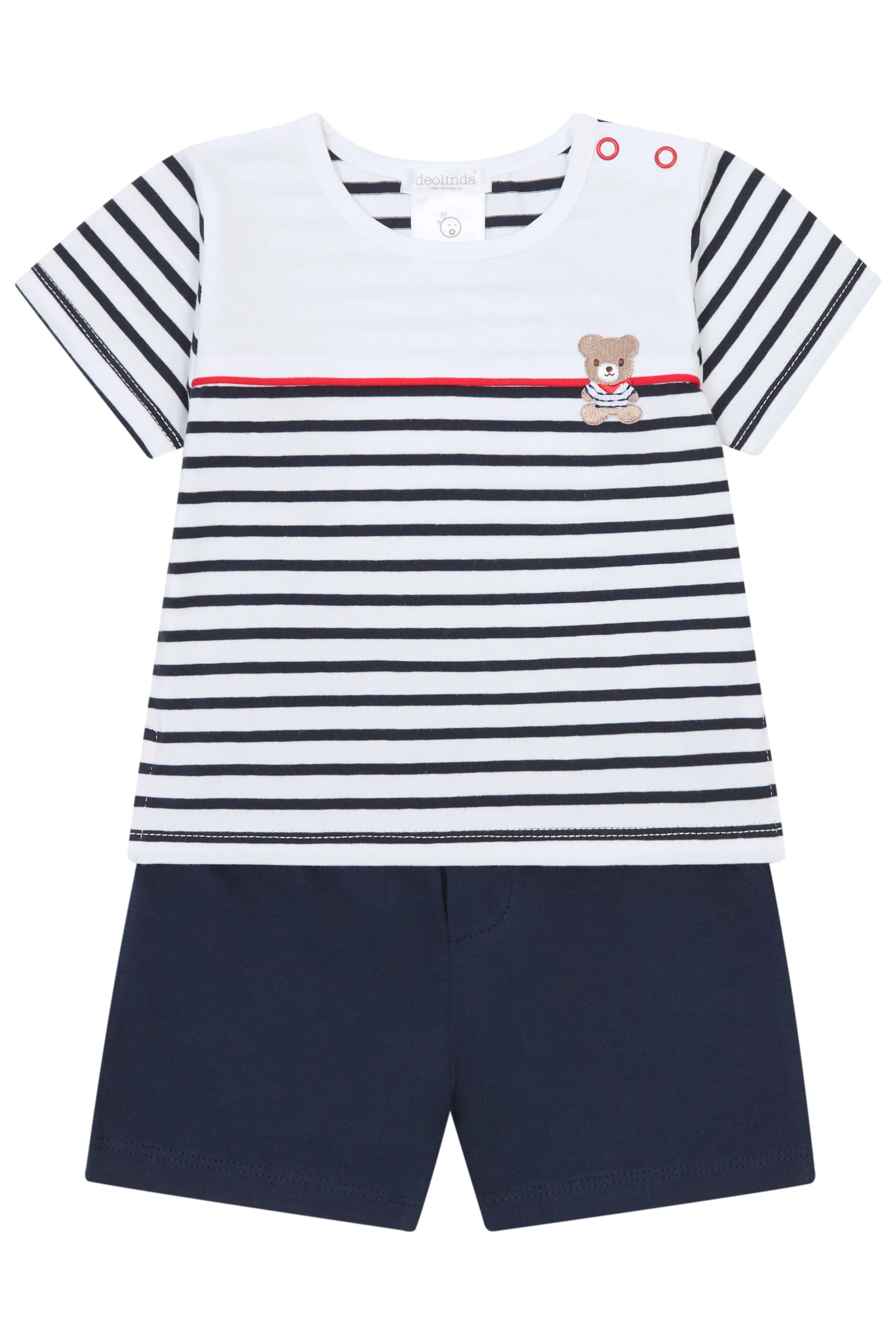 "Kai" Navy Striped Teddy T-Shirt & Shorts