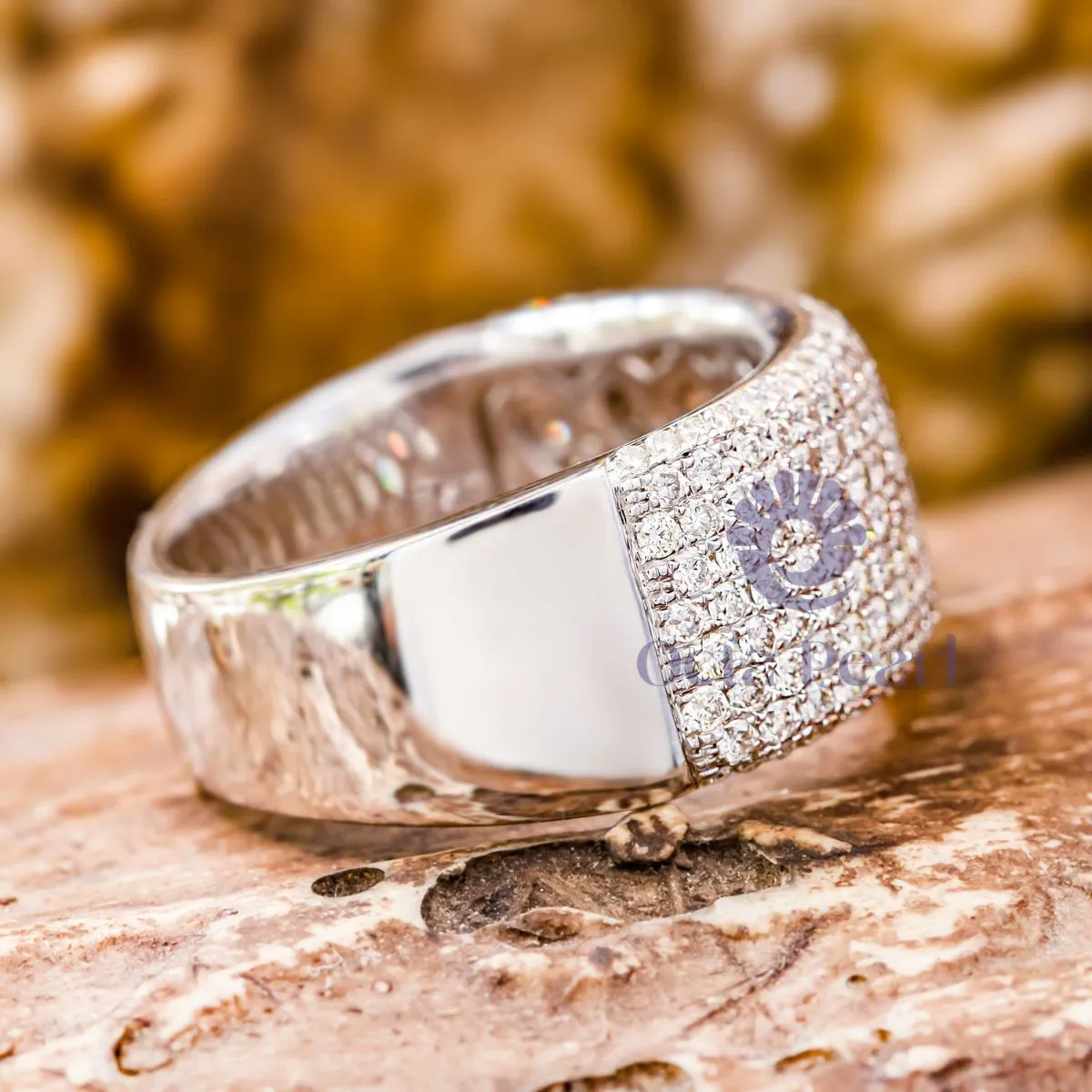 Round Moissanite Half Eternity Band For Men & Women
